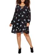 Addition Elle Love And Legend Plus Feather-print Swing Dress
