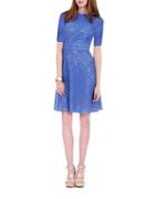 Kay Unger Embroidered A-line Day Dress