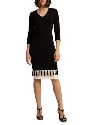 Trina Turk Eastern Luxe V-neck Sheath Dress