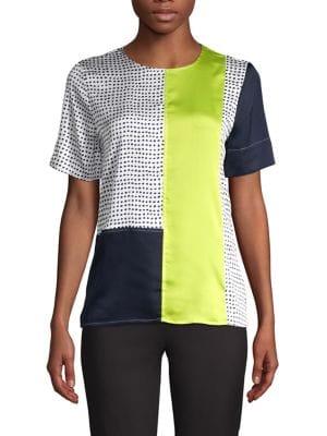 Donna Karan Mixed-media Short-sleeve Top