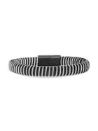 Lord & Taylor Stripe Stainless Steel & Leather Bracelet