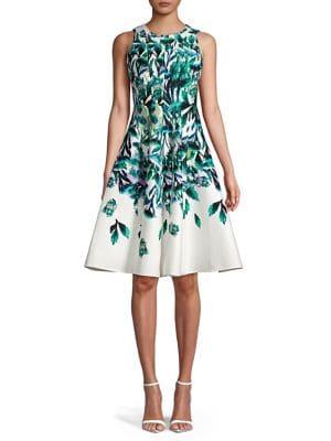 Gabby Skye Floral Spread Fit-&-flare Dress