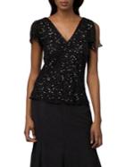 Adrianna Papell V Neck Sequined Top