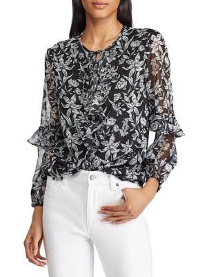 Lauren Ralph Lauren Floral Ruffled Georgette Top