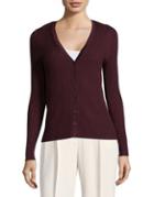 Lord & Taylor Petite Ribbed Button-front Cardigan