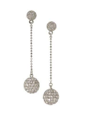 Vince Camuto Disco Ball Silvertone & Crystal Linear Drop Earrings