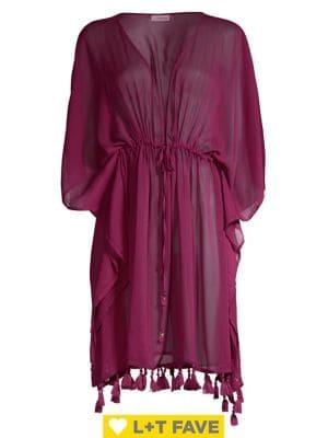 Bleu By Rod Beattie Tassel-trim Flutter Caftan Coverup