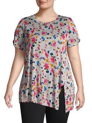 Rachel Rachel Roy Plus Floral Slit T-shirt