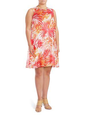 Calvin Klein Plus Palm-print Trapeze Dress