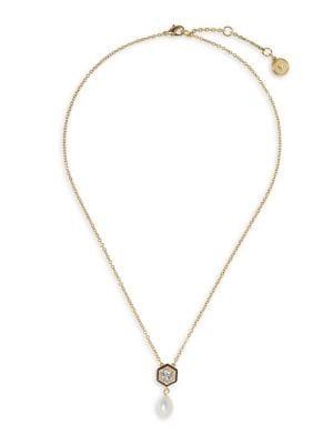 Vince Camuto Maldives Goldtone, Crystal & 10mm Pearl Pendant Necklace