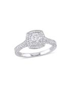 Sonatina 14k White Gold And Diamond Double Halo Vintage Engagement Ring