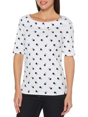 Rafaella Petite Dotted Short-sleeve Cotton Top