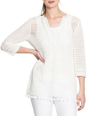 Nic+zoe Plus Right On Track Crochet Tunic