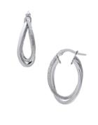 Lord & Taylor White Gold Overlapped Hoop Earrings