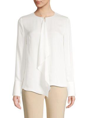 Elie Tahari Pernilla Ruffle Front Silk Blouse