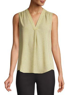 Vince Camuto Petite Printed V-neck Blouse