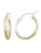 Lord & Taylor 18kt Gold And Sterling Silver Round Hoop Earrings