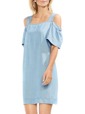 Vince Camuto Ruffled Cold-shoulder Shift Dress