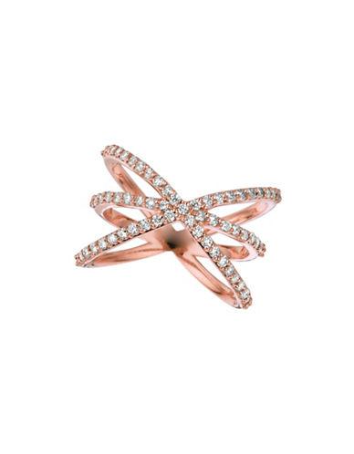 Morris & David Diamond And 14k Rose Gold Triple Band Crossover Ring