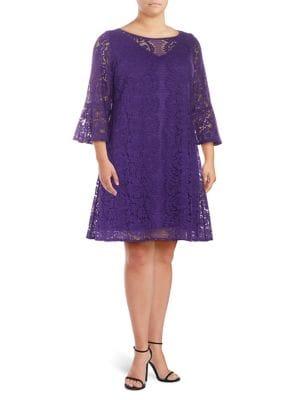 Gabby Skye Plus Lace Bell-sleeve Shift Dress
