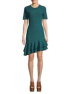 Diane Von Furstenberg Adeline Ribbed Ruffle Trim Dress