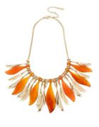 Kenneth Cole New York Textured Metals Carnelian Charms Sun-ray Frontal Necklace