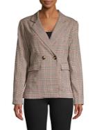 June And Hudson Plaid Double-breasted Blazer