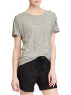 Lauren Ralph Lauren Lace-up Striped Linen T-shirt
