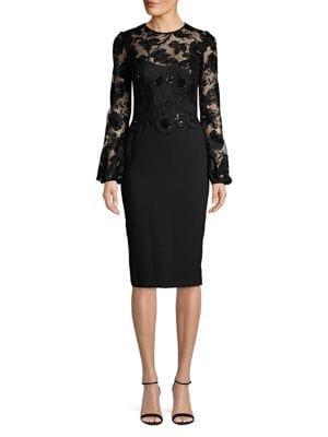 Nicole Bakti Long Sleeve Lace Sheath Dess