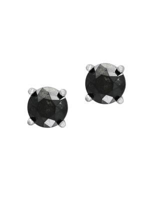 Effy Caviar 0.98 Tcw Black Diamond And 14k White Gold Earrings