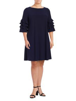 Gabby Skye Plus Ruffle-sleeve Shift Dress