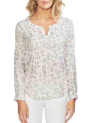 Vince Camuto Ethereal Dawn Floral-print Long-sleeve Blouse