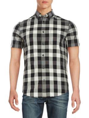 Ben Sherman Gingham Button-front Cotton Sportshirt