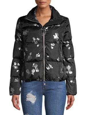Michael Michael Kors Metallic Floral-print Down Jacket