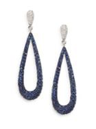 Effy Diamond, Sapphire & 14k White Gold Drop Earrings