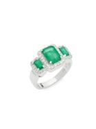 Effy Emerald, Diamond And 14k White Gold Ring
