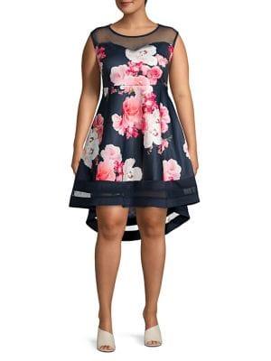 Quiz Plus Floral Hi-lo Fit-&-flare Dress