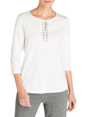 Olsen Cosy Mood Cut-out Cotton-blend Top