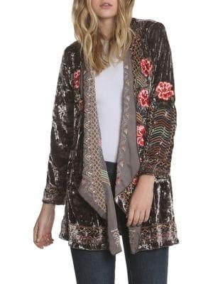 Driftwood Floral Crushed Velvet Kimono