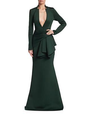 Badgley Mischka Platinum Scuba Combo Mermaid Gown