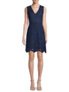 Laundry By Shelli Segal V-neck Lace Fit-and-flare Dress