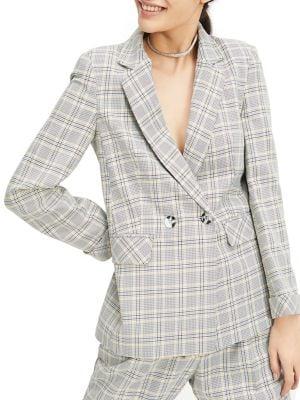 Miss Selfridge Plaid Notched Collar Blazer