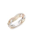 Lord & Taylor 14k White, Yellow And Rose Gold Diamond Strand Ring