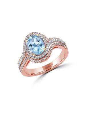 Effy Aquarius Two-tone 14k Gold, Aquamarine And Diamond Ring