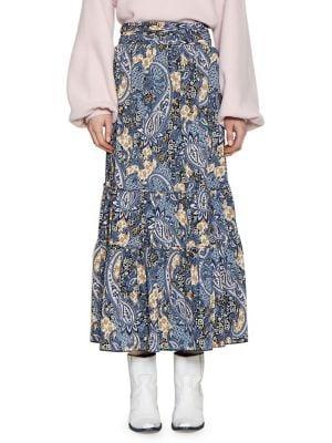Walter Baker Tiered Paisley Skirt