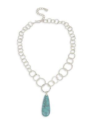 Robert Lee Morris Soho Turks & Beads Silvertone And Turquoise Y-shaped Link Necklace