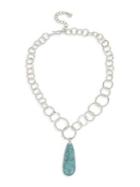 Robert Lee Morris Soho Turks & Beads Silvertone And Turquoise Y-shaped Link Necklace