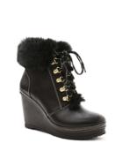 Nanette By Nanette Lepore Malee Faux Fur-trimmed Wedge Ankle Boots