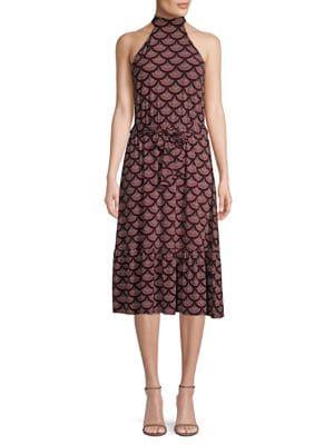 Michael Michael Kors Chandelier Scallop-print Halter Dress