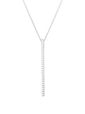 Lord & Taylor Cubic Zirconia And Sterling Silver Long Bar Necklace
